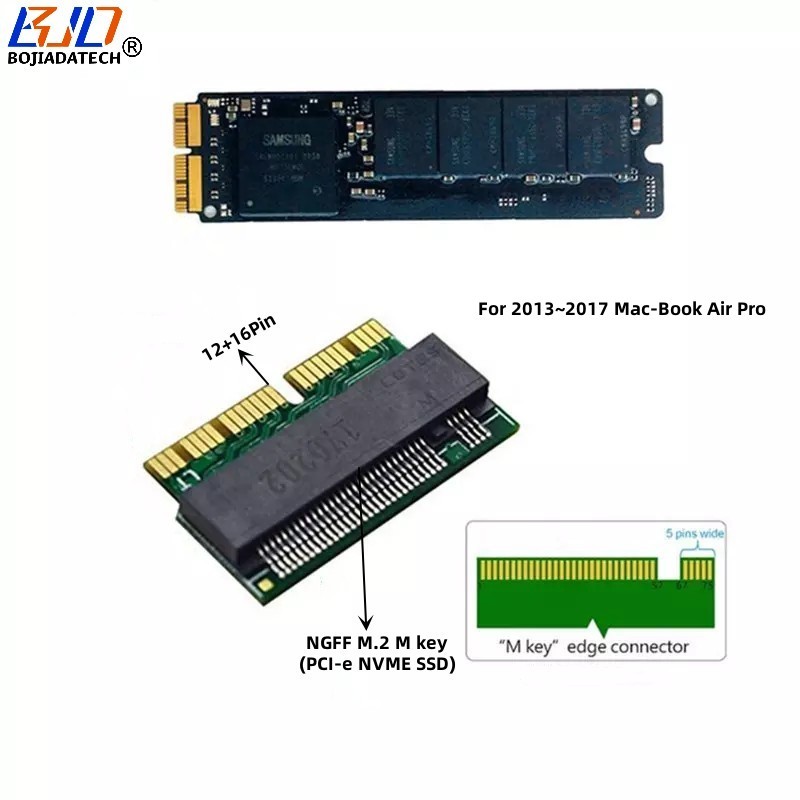 12+16pin M.2 NGFF M2 M-Key NVME ACHI SSD Adapter Converter Card for 2013 2014 2015 2016 2017 MacBook Air A1493 A1466 Pro A1398 A1502
