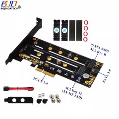 NGFF M.2 M-key &amp; B-key to PCI-E PCI Express 3.0 4X Riser Card with Heatsink for M2 SATA-Based and NVME SSD