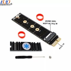 M.2 NGFF Key M NVME SSD Adapter PCI-E 1X PCIe X1 Expansion Riser Card with Heatsink