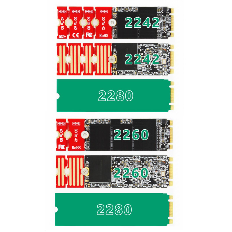 M.2 NGFF NVME SSD Extension Adapter Bracket 2230 To 2242 2260 2280 M2