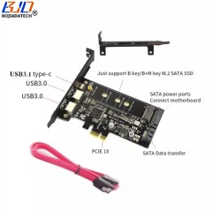 USB Type-C &amp; 2 * USB 3.0 Connector to PCI-E 1X PCIe X1 Expansion Riser Card Support NGFF M.2 B-key SATA SSD