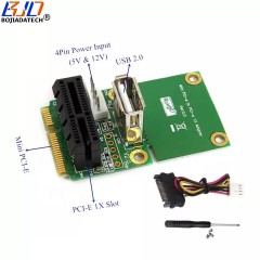 Mini PCIe MPCIe 52Pin to PCI-E PCIe 1X Slot Adapter Riser Card With USB 2.0 Connector Half Size