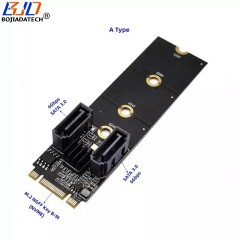 2 * SATA 3.0 Connector 6Gbps to NGFF M.2 Key M / B Adapter Converter Card JMB582 for Hard Disk Drive