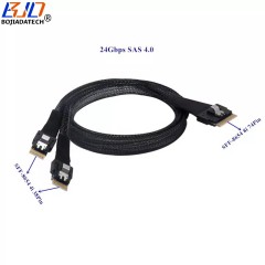 SFF-8654 8i 74Pin to Dual 2 Port SFF-8654 4i SAS 4.0 Server Hard Disk Adapter Data Cable 24Gbps 1M 100CM