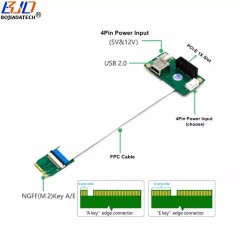 M.2 NGFF Key A+E to PCI Express PCI-E 1X Slot USB 2.0 Adapter Riser Card Flexible FPC Cable 30CM