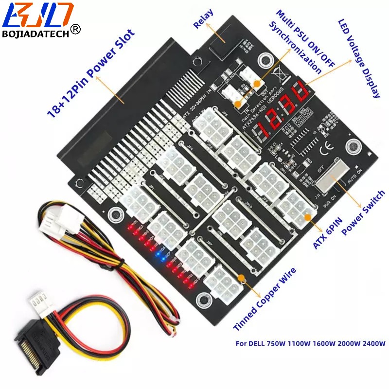 12 Ports ATX 6Pin 6PIN Connector Server Power Supply Breakout Board