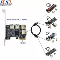 4 USB 3.0 (PCI-E Signal) to PCIe PCI-E 1X Expansion Riser Card for GPU Graphics Card