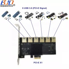 6 USB 3.0 (PCI-E Signal) to PCIe X1 PCI-E 1X Expansion Adapter Riser Card for GPU Graphics Card Risers