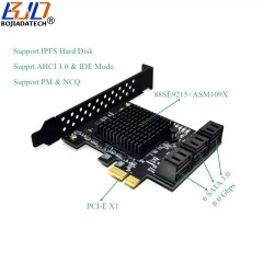6 Ports 6Gbps SATA 3.0 PCI-E PCIe X1 Expansion Controller Card Adapter Marvell 88SE9215 for IPFS Max 20TB Hard Disk