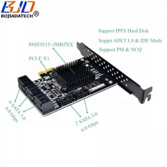 8 SATA3 SATA 3.0 to PCI-E PCIe 1X Expansion Riser Card Marvell 88SE9215 JMicro JMB575 Support Max 20TB Hard Disk