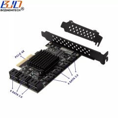 SATA PCI-E Adapter 10 Ports SATA 3.0 6Gbps to PCIe PCI Express 4X Expansion Riser Card ASM1166+JMicron JMB575