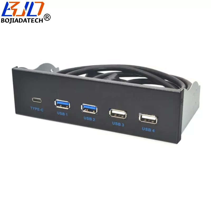 5.25" Desktop CD-Drive Front Panel 5 USB Hub with 2 USB3.0 + 2 USB2.0 + 1 USB TYPE-C for PC Computer Case