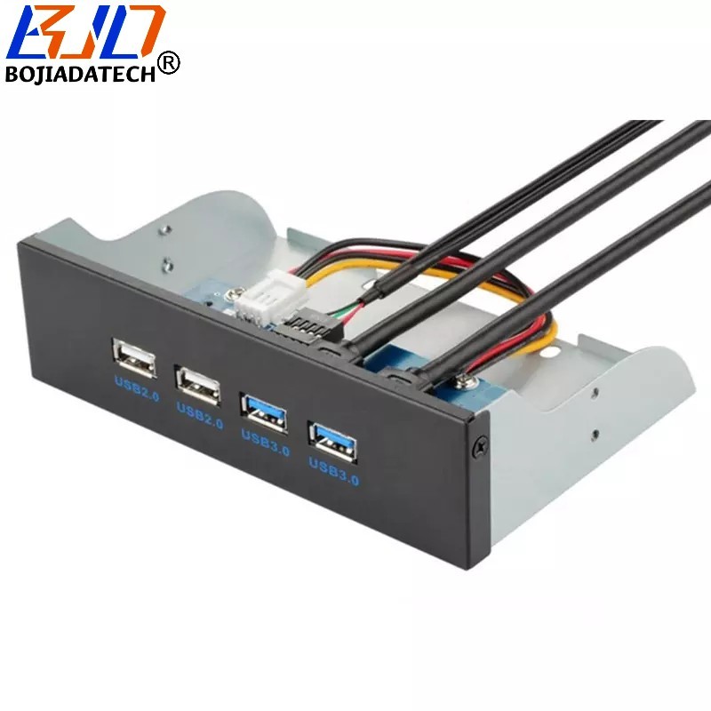 5.25" Desktop 4 USB Hub Front Panel with 2 x USB 3.0 + 2 * USB 2.0 Connector for PC Computer