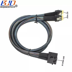 2 * SFF-8654 Connector to Mini SAS SFF-8643 8i Server Hard Disk Data Extension Cable 12Gbps 0.5M