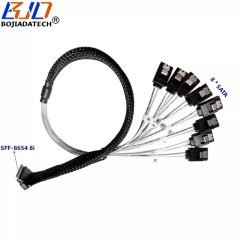 SFF-8654 8i SAS 4.0 74Pin Right Angle 90 Degree to 8 * SATA 7Pin Server Computer Hard Disk Drive Adapter Cable 12Gbps 0.5M