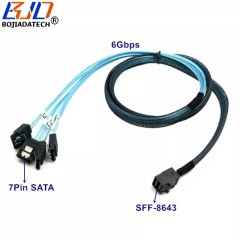 Mini SAS SFF-8643 Connector to 4 * SATA 7Pin Hard Disk Data Raid Cable 6Gbps 100CM 1M