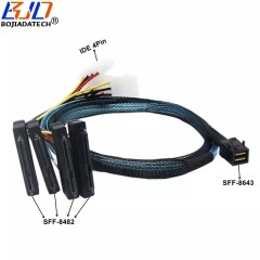 Mini SAS SFF-8643 4i to 4 * SFF-8482 &amp; IDE 4Pin Connector Hard Disk Drive Data Extension Cable 0.5M 1M