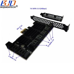 16 * SATA 3.0 Connector to PCI Express PCI-E 1X PCIe X1 Adapter Expansion Riser Card 6Gbps For Hard Disk