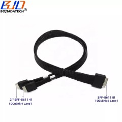 OCuLink PCI-E PCI Express SFF-8611 8i to 2 * OCuLink SFF8611 4i SSD Data Active Cable 0.5M for Backplane