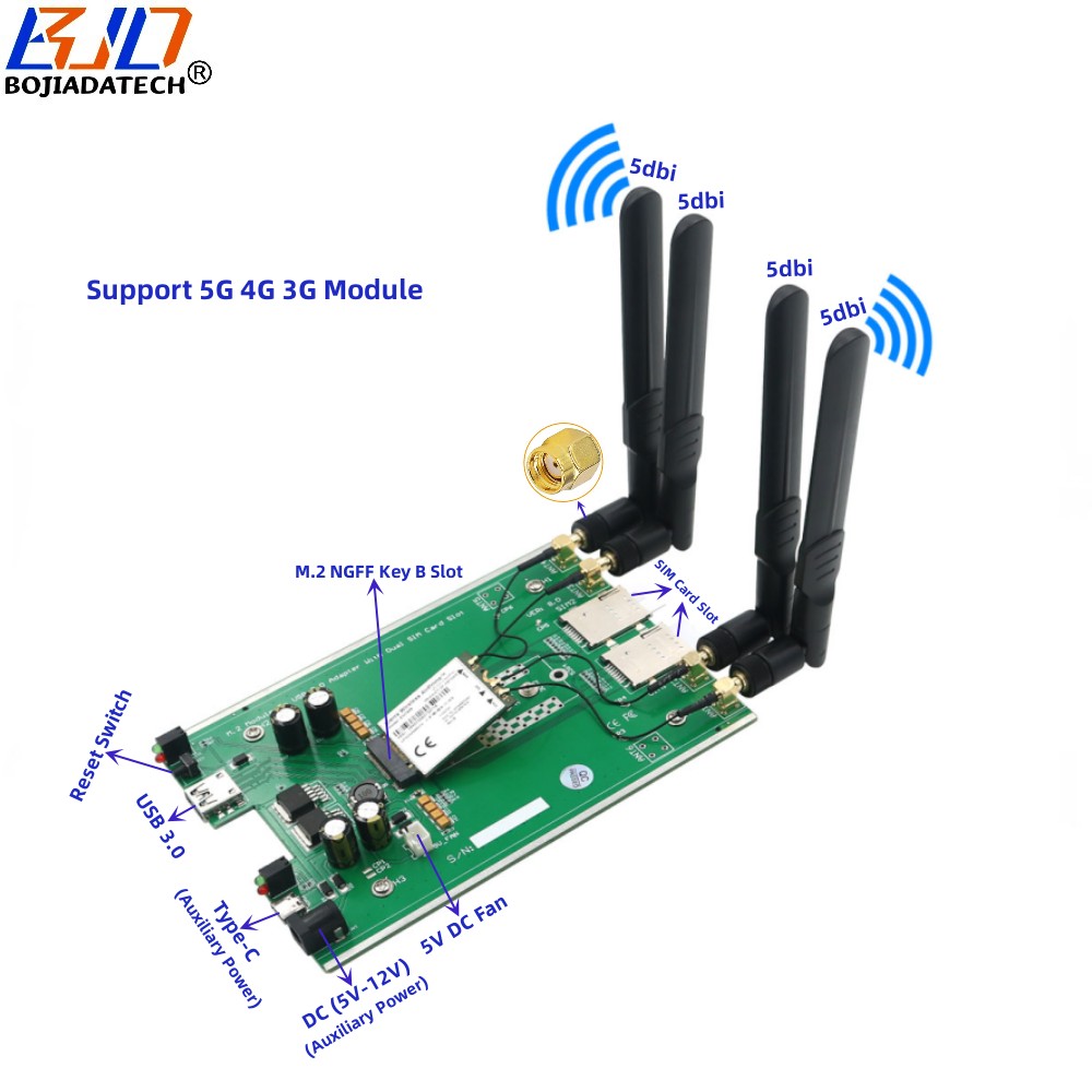 NGFF M.2 Key B To USB 3.0 Connector Wireless Adapter Card Dual SIM Slot ...