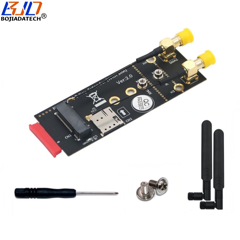 M.2 NGFF M2 Key-B Wireless Module Adapter NANO SIM Card Slot Dual Antennas For 5G 4G 3G Modem