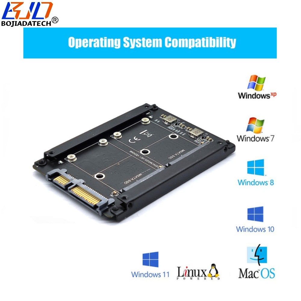 Dual MSATA Slot to 2.5" SATA 22PIN 7+15PIN Connector Adapter Converter Card For 2 MSATA SSD