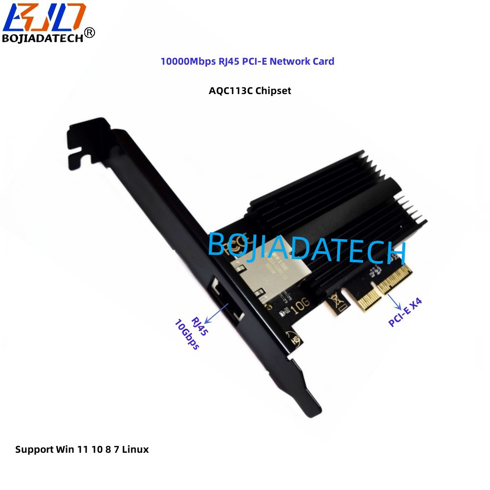 10Gbps RJ45 Port To PCI-E 4X Ethernet Server Network Card Heatsink - AQC113 Chipset