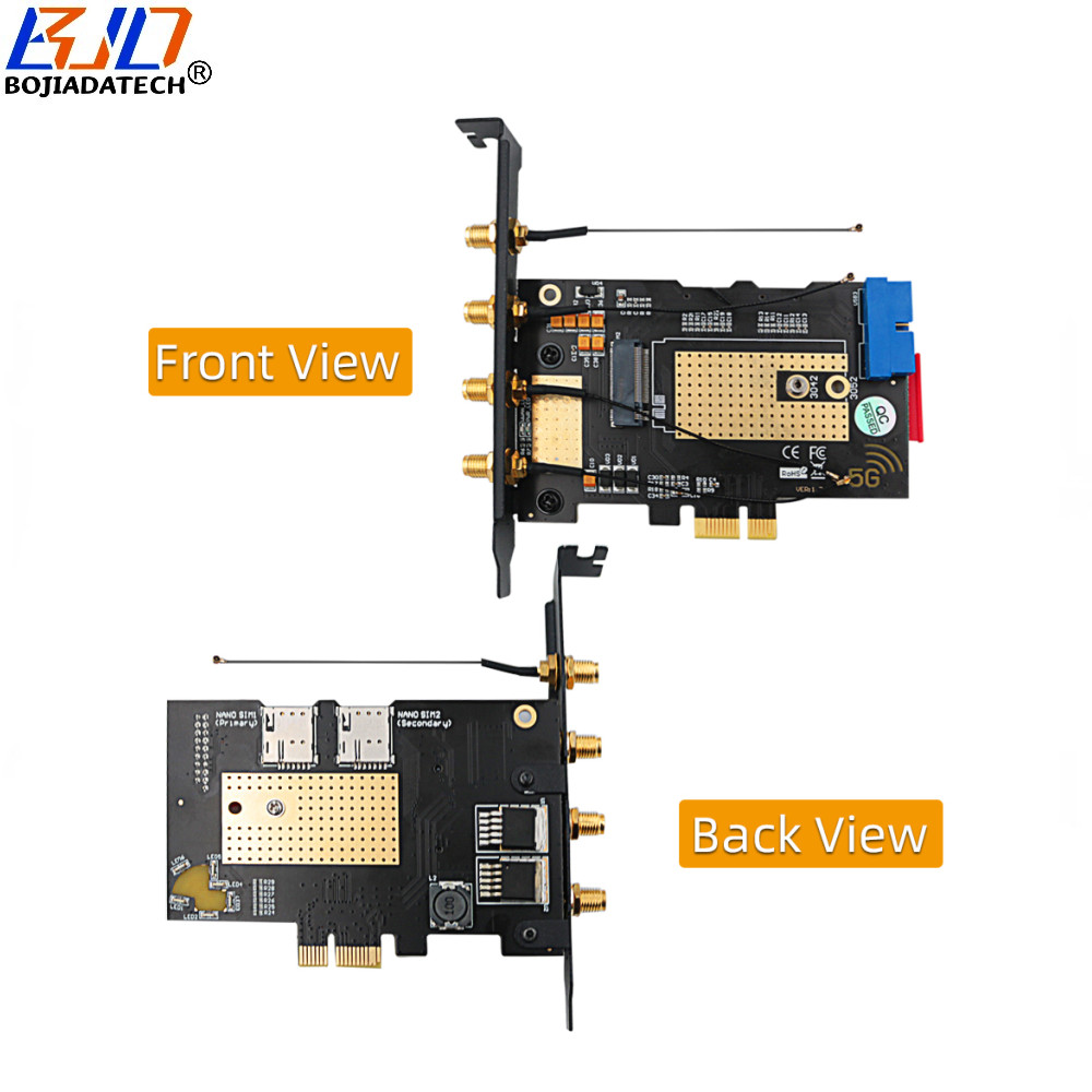 Desktop PCI Express PCI-E 1X To NGFF M.2 B Key Wireless Module Adapter Card Dual Nano SIM Socket Support 5G 4G 3G LTE GSM Modem