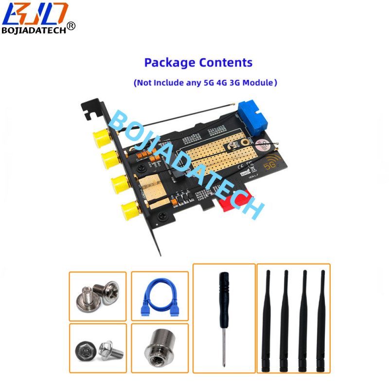 Desktop PCI Express PCI-E 1X To NGFF M.2 B Key Wireless Module Adapter Card Dual Nano SIM Socket Support 5G 4G 3G LTE GSM Modem