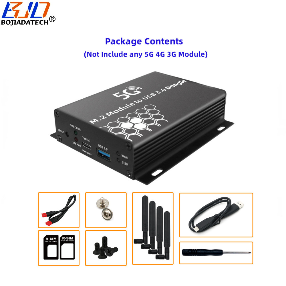 NGFF M.2 B Key to USB 3.0 Connector Wireless Module Adapter Card With 4 Antennas & Protection Case Support 5G 4G LTE GSM Modem
