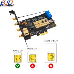 Desktop PCI Express PCI-E 1X To NGFF M.2 B Key Wireless Module Adapter Card Dual Nano SIM Socket Support 5G 4G 3G LTE GSM Modem