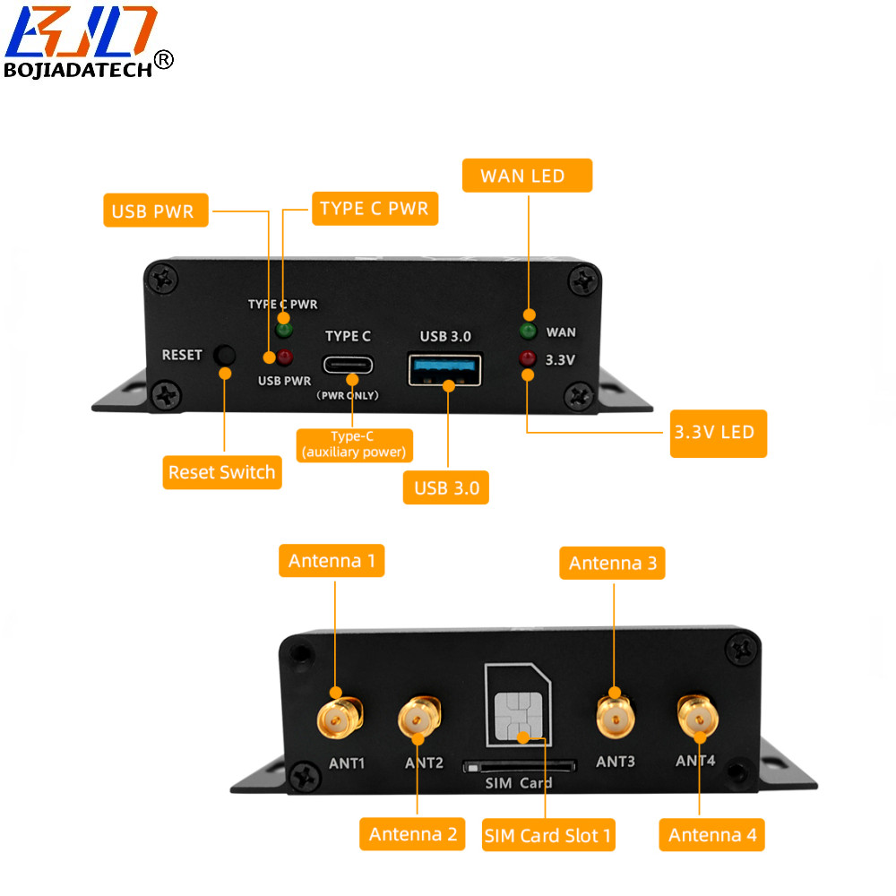 NGFF M.2 B Key to USB 3.0 Connector Wireless Module Adapter Card With 4 Antennas & Protection Case Support 5G 4G LTE GSM Modem