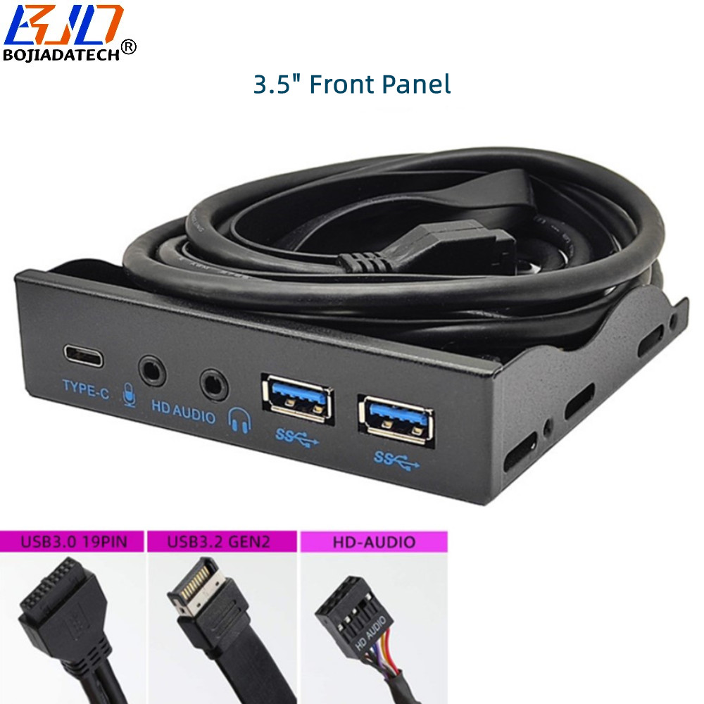 5 Ports 2 USB 3.0 & TYPE-C Connector HD Audio Front Panel For PC Desktop 3.5" FDD Floppy Disk Drive Bay