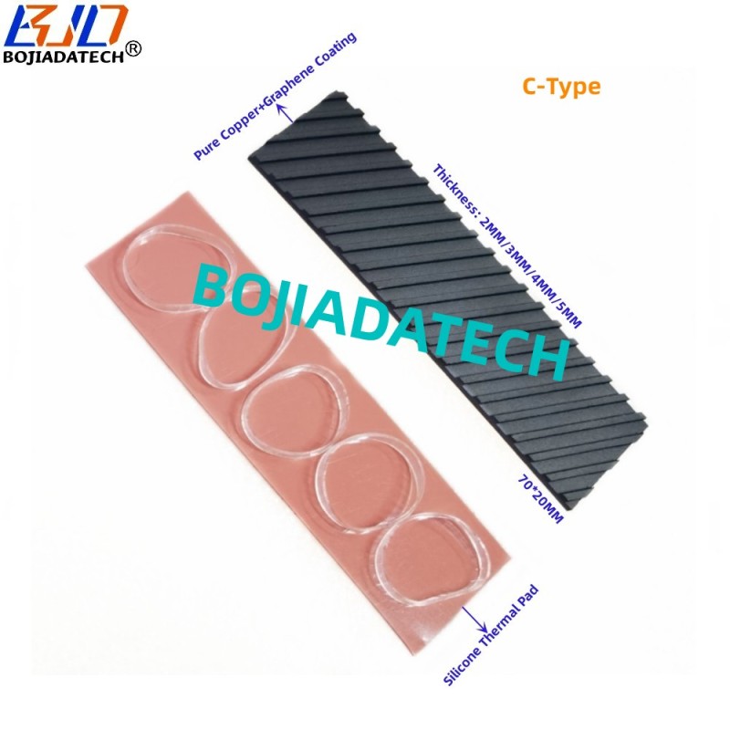 Pure Copper Graphene Coating Heatsink M.2 NGFF NVME SSD Heat Sink 70X20MM 5MM 4MM 3MM For Laptop PC Computer Cooling Solution