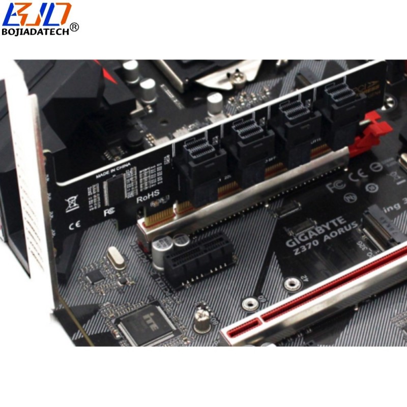 4 Ports SFF-8643 Connector to PCI-E 4.0 PCIe 3.0 16X Adapter Expansion Card For SFF-8639 U.2 NVME SSD