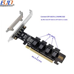 4 Ports SFF-8643 Connector to PCI-E 4.0 PCIe 3.0 16X Adapter Expansion Card For SFF-8639 U.2 NVME SSD