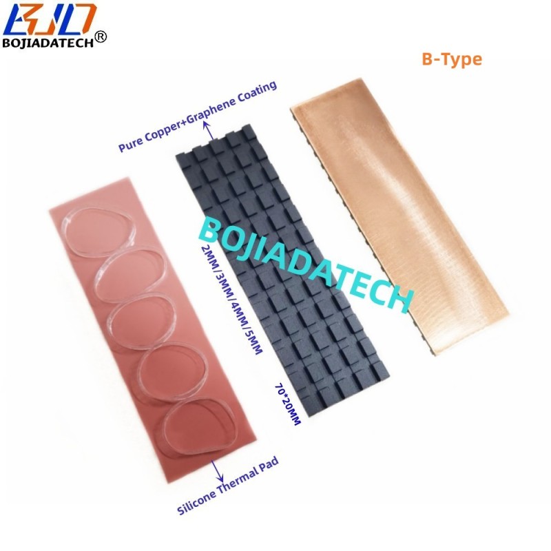 M.2 NGFF NVME Pure Copper With Graphene Coating 2280 SSD Heatsink 3MM 4MM 5MM For Laptop Desktop Solid State Disk Cooling