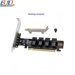 4 Ports SFF-8643 Connector to PCI-E 4.0 PCIe 3.0 16X Adapter Expansion Card For SFF-8639 U.2 NVME SSD