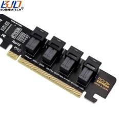 4 Ports SFF-8643 Connector to PCI-E 4.0 PCIe 3.0 16X Adapter Expansion Card For SFF-8639 U.2 NVME SSD