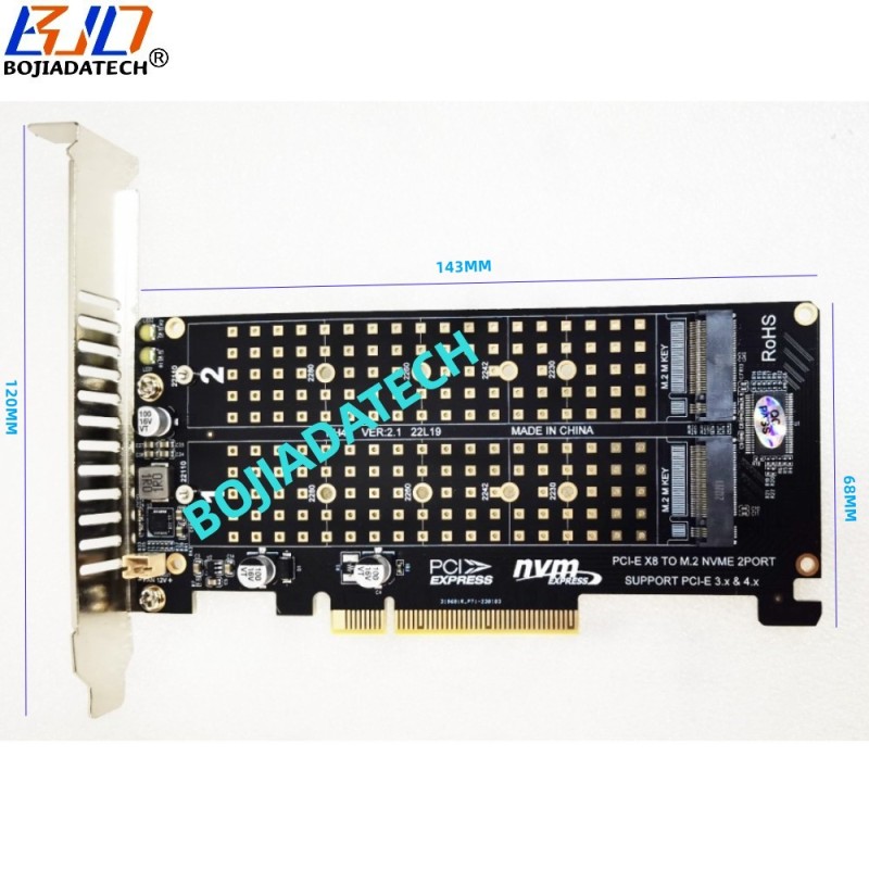 PCI Express PCIe 3.0 X8 PCl-E 4.0 8X To 2 x Key-M Slot NGFF M.2 NVME SSD Converter Adapter Raid Card