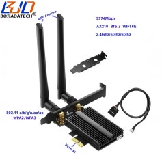 5374Mbps Wifi Adapter PCI-E 1X Wireless Card AX210 2.4G 5G 6G 802.11ac/ax WiFi6E BT5.3 MU-MIMO For Game Computer