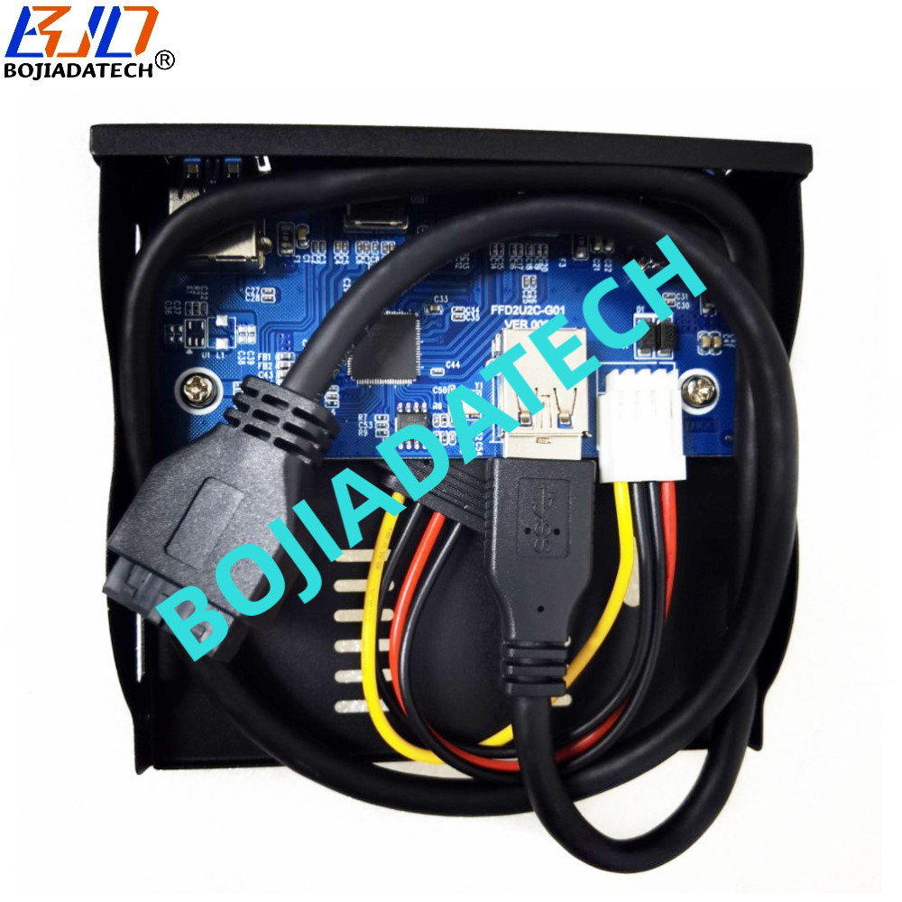 3.5" Desktop Floppy Bay Front Panel 4 USB Hub with 2 x USB 3.0 Type-A & 2 * USB Type-C For PC Computer Case