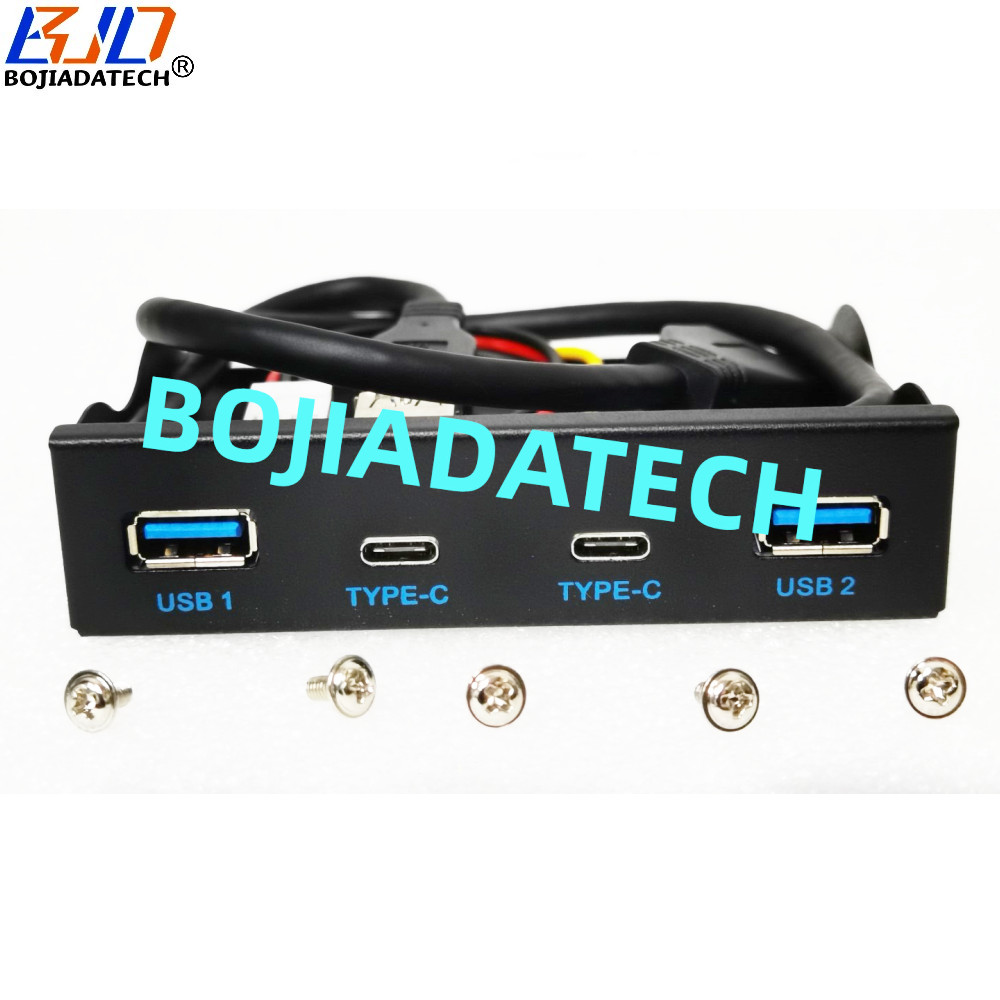 3.5" Desktop Floppy Bay Front Panel 4 USB Hub with 2 x USB 3.0 Type-A & 2 * USB Type-C For PC Computer Case