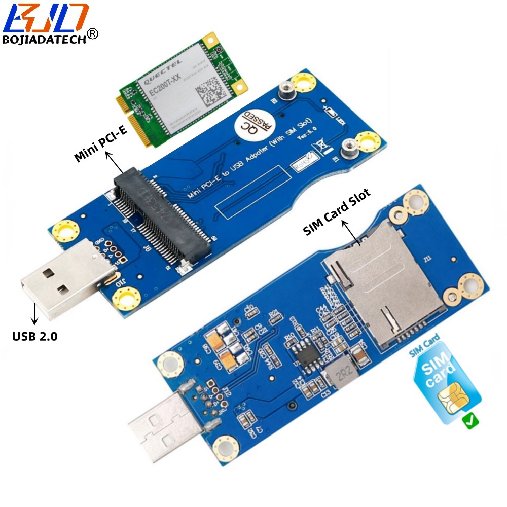Mini PCI-E 52Pin MPCIe to USB 2.0 Connector Wireless Module Adapter Card with SIM Slot VER 5.0 for GSM 3G 4G LTE Modem