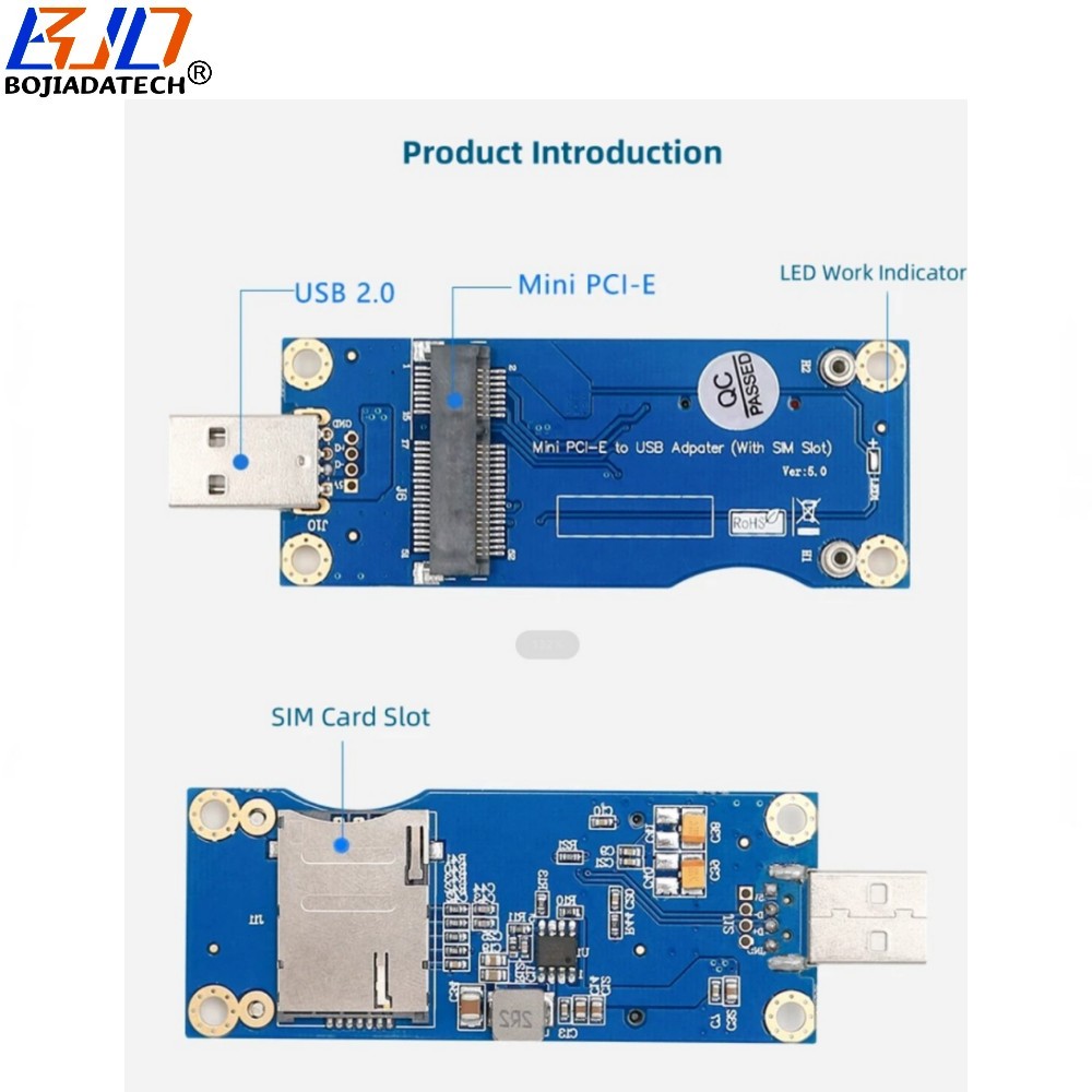 Mini PCI-E 52Pin MPCIe to USB 2.0 Connector Wireless Module Adapter Card with SIM Slot VER 5.0 for GSM 3G 4G LTE Modem