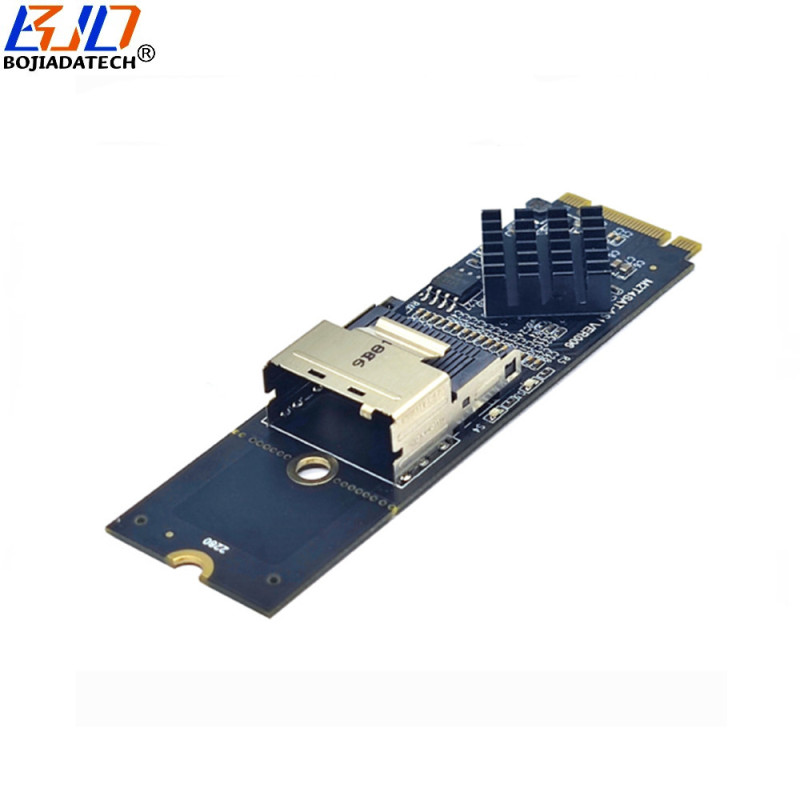 Mini SAS SFF-8087 Connector to NGFF M.2 Key M/B+M NVME Adapter Controller Card Support 4 SATA 3.0 Hard Disk