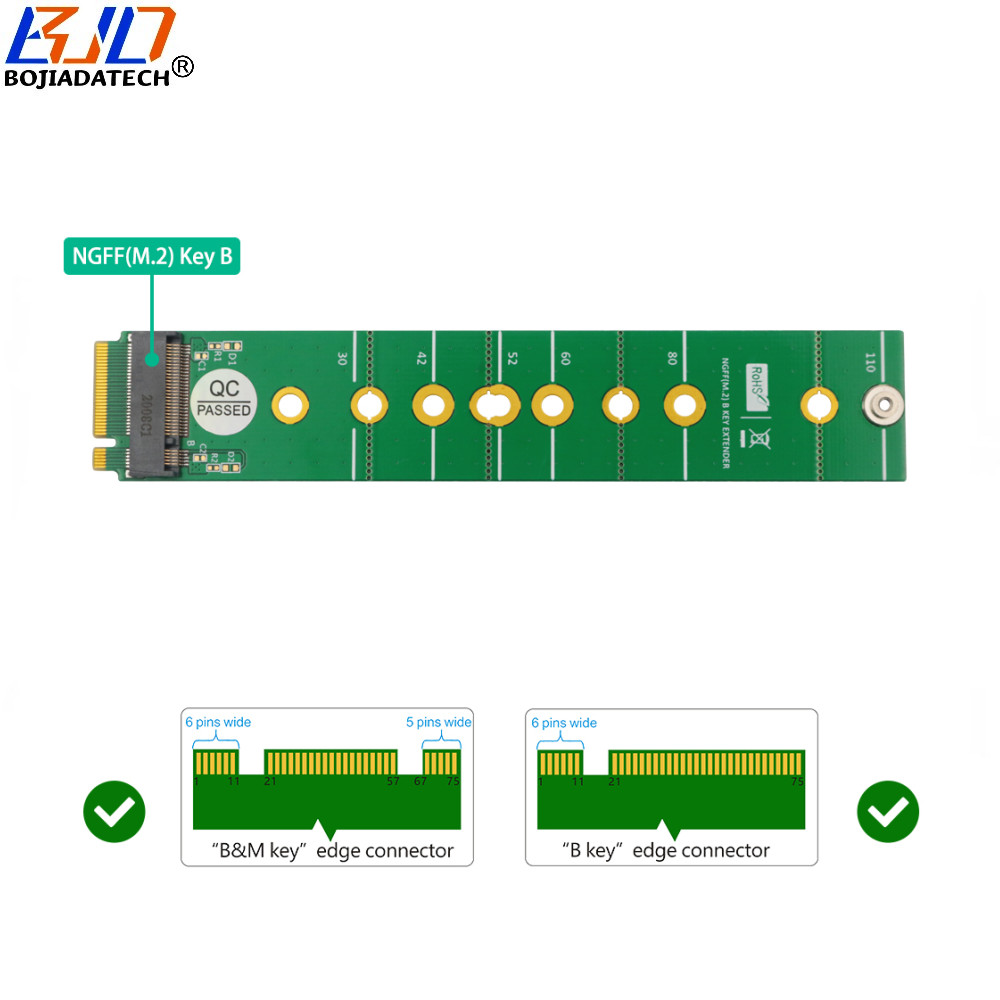 M.2 NGFF Key-B Slot to B Key SSD Adapter Protection Card Support 2230 2242 2260 2280 22110 SATA Solid State Drive