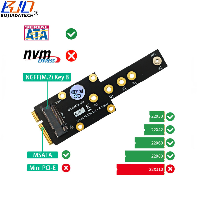 Msata Connector To M.2 NGFF B-Key Slot SATA SSD Converter Adapter Card