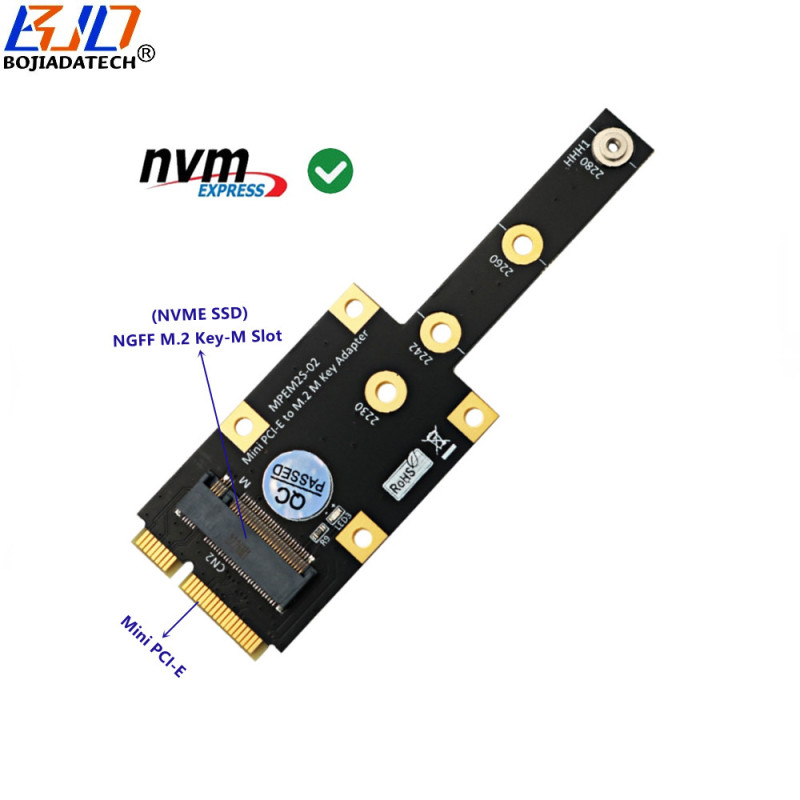 Mini PCI-E MPCIe Interface to NGFF M.2 Key-M Slot NVME SSD Converter Adapter Card
