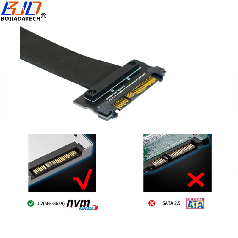 SFF-8639 U.2 Connector Female to Male U2 NVME PCIe 4X SSD Adapter Card Extension Cable 20CM